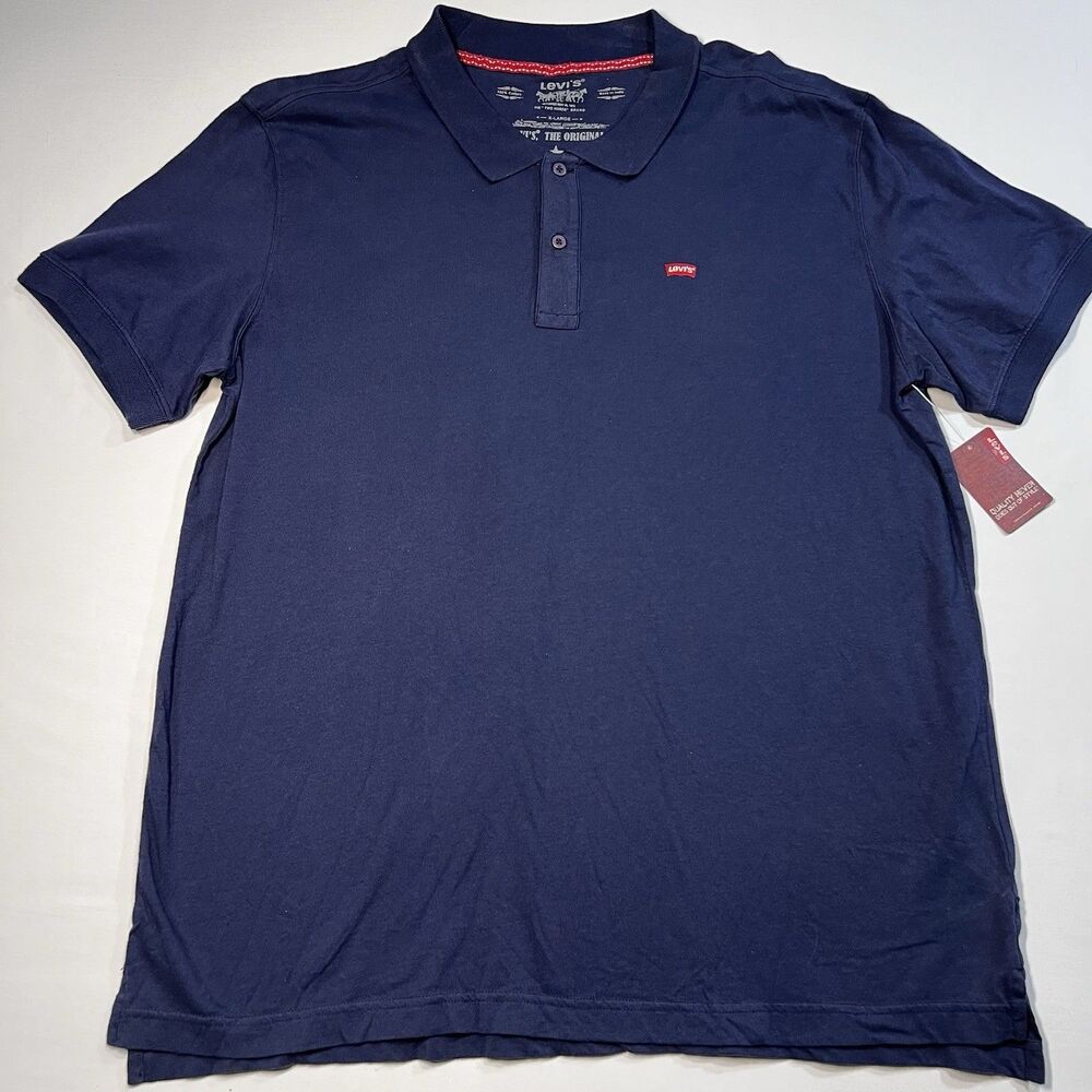 Levis Mens Housemark Polo Shirt XL Navy Blue 100% Cotton NWT